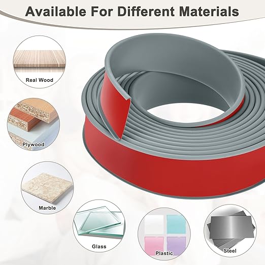 U-Shape Edge Banding, 1.57 Inch x 16.4 FT Self Adhesive Rubber Edge Trim Flexible TPE Corner Protector for Desk/Shelves/Furniture/Countertop/Table/Cabinet/Plywood [Gray]