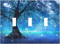 Light Switch Cover Fantasy Fairy Tree In Mystic Forest 3 Gang Wall Plate Triple Light Switch Plate Toggle Decorative Outlet Covers Electrical Switchplate for Bathroom Bedroom Decor