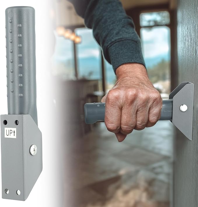 Flip Up Grab Bars for Doorway Stairs for Seniors Elderly, Garage Door Handles Stair Assistance for Elderly, Flip up Doors Grab Bar Not in The Way, Keep Steadily (Gray)
