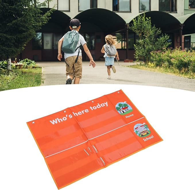 Attendance Pocket Chart with Large Cards, Classroom Management Chart for Preschool, Daily Schedule Attendance Chart for Kindergarten, School Attendance Tracking Tool with PVC Mater