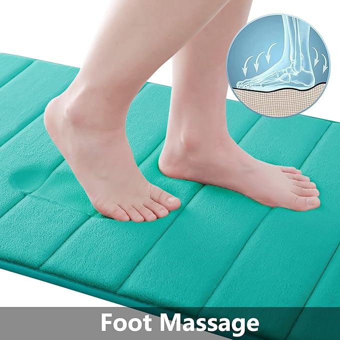 Buganda Memory Foam Bath Mat, 70" x 24", Ultra Soft and Non-Slip Bathroom Rugs, Water Absorbent and Machine Washable Bath Rug Runner for Bathroom, Shower, and Tub, Teal