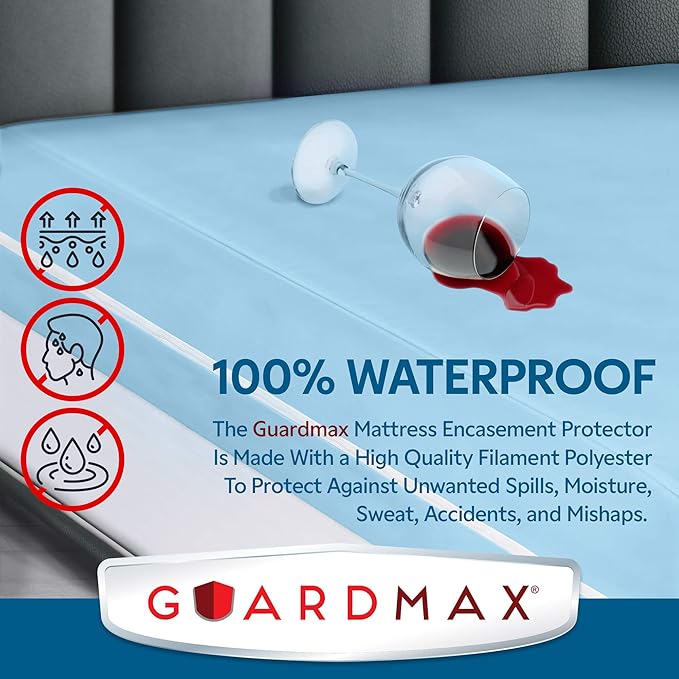 Guardmax Jersey Knitted Sleeper Sofa Zippered Mattress Encasement - Waterproof & Bed Bug Proof Mattress Protector - Comfortable, Soft, and Noiseless Zippered Bedding - Dust Mite Proof (60 x 72 x 5)