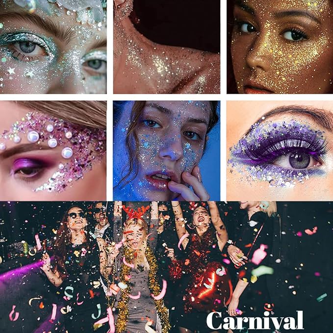 Mysense Green Body Glitter Stick,Sparkling Face Hair Glitter for Mardi Gras Festival Rave Outfit Women,St Patricks Day Accessories,Chunky Mermaid Glitter Face Paint Makeup