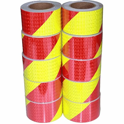 Reflective Tape 3 inch X 66 feet X 10 Rolls, Outdoor Waterproof Hazard Conspicuity Safety Warning Industrial Marking Tape