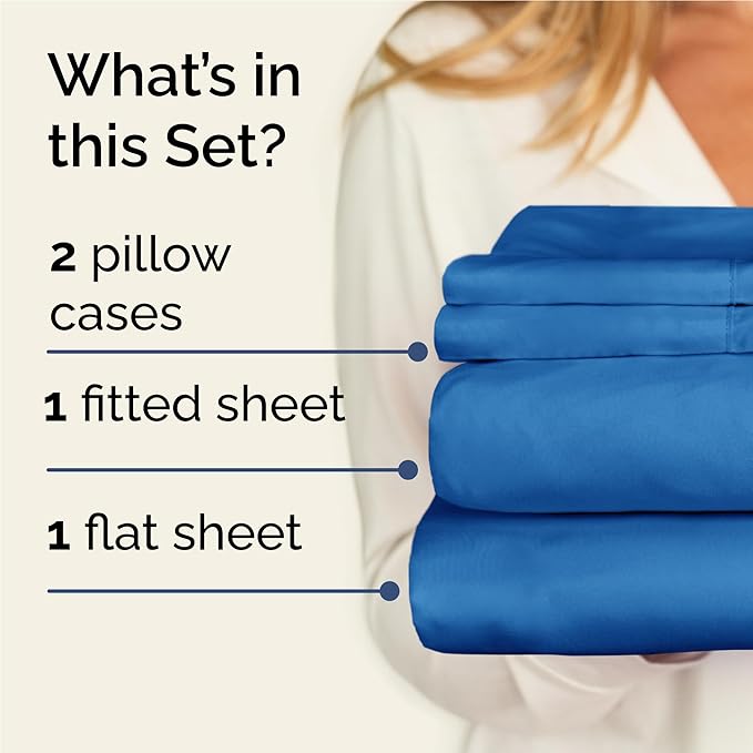 Twin XL 4 Piece Sheet Set - Cooling & Breathable Bed Sheets - Hotel Luxury Bed Sheets for Women, Men, Kids & Teens - Deep Pocket Bedding w/Easy Fit - Soft & Wrinkle Free - Twin XL Royal Blue Sheets