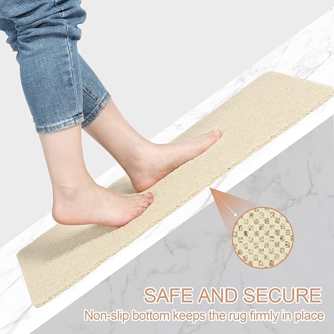 Joyhalo Shower Mat Bathtub Mat Non Slip, Bathmats Non Slip, Quick Drying Foot Scrubber Loofah Mats for Shower, Tub, Bathroom, Home, 17x24inch, Beige