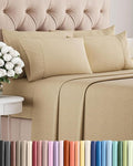 King 6 Piece Sheet Set - Cooling & Breathable Bed Sheets - Hotel Luxury Bed Sheets for Women, Men, Kids & Teens - Bedding w/Deep Pockets & Easy Fit - Soft & Wrinkle Free - King Heathered Tan Sheets
