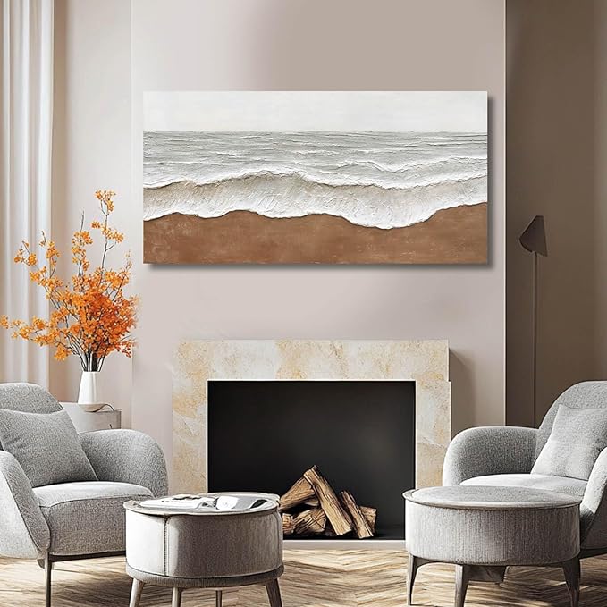 Artexist Seascape Wall Painting Landscape Home Wall Art Grey 24"x48" Wall Decor for Bedroom, Office