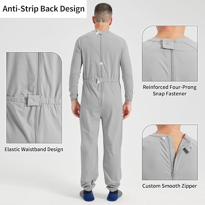 Adaptive Clothing for Men with Anti-Strip Design and Easy Back Access for Dementia Elderly and Special Needs