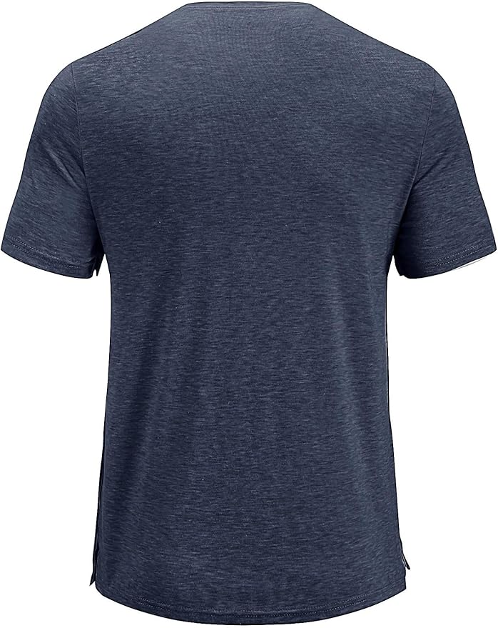 Poriff Men's Post Shoulder Surgery Recovery Shirts Full Tear Away Short Sleeve Snap Chemo Port Access Shirt