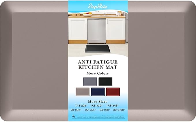 4/5 Inch Thick Kitchen Mats for Floor, StepRite Kitchen Rug for Standing Desk, Non-Slip, Thicker, Stain & Water Resistant, Comfort Anti Fatigue Floor Mat for Home, Kitchen, Office - Khaki,32 * 20''