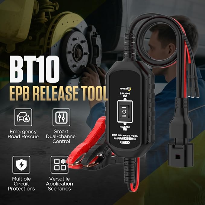 BT10 EPB Emergency Release Tool,Over-Current Protection, Dual-Channel Forward/Reverse Control for Electronic Parking Brake Release and Reset