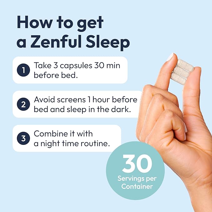 Mida Health® Zenful Sleep 6-in-1 Natural Sleep Aid for Adults Without Melatonin | Deep Sleep Supplement with Ashwagandha KSM-66® and Venetron® | Supports Cortisol Balance & Mood | 90 Capsules