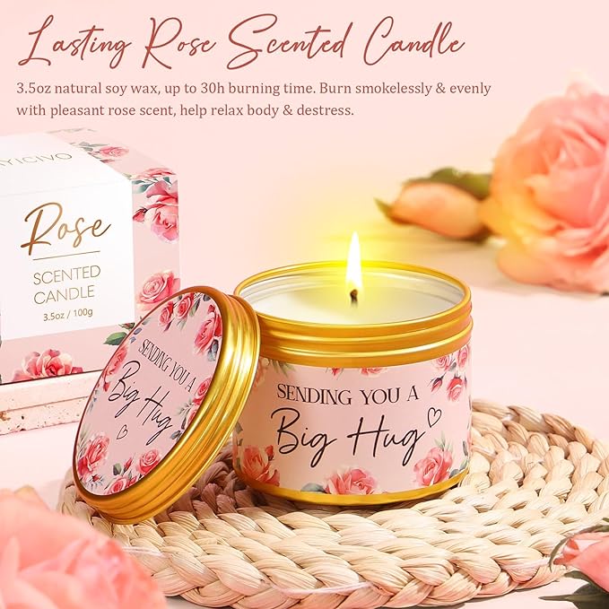 Birthday Gifts for Women Self Care Gift, Rose Spa Gift Baskets Bath Set Get Well Soon Care Package Valentines Day Gifts for Her Mom Women Sister Friend Wife Grandma Teacher Nurse w/ Blanket