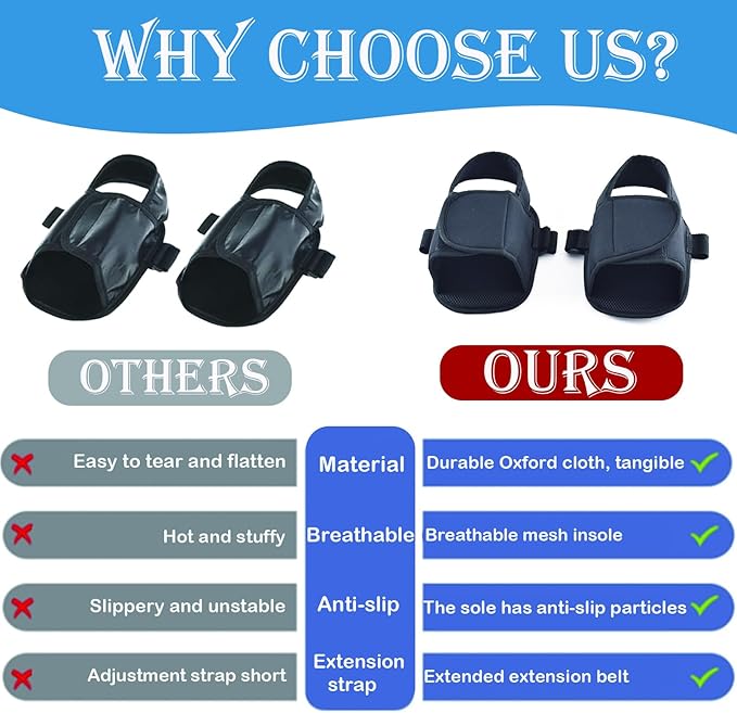 Wheelchair Restraint Shoes Prevent The Foot from Falling Off The Footrest Adjustable & Easy to Wear,Wheelchair Shoe Holder Straps for Disabled & Rehabilitation Patients