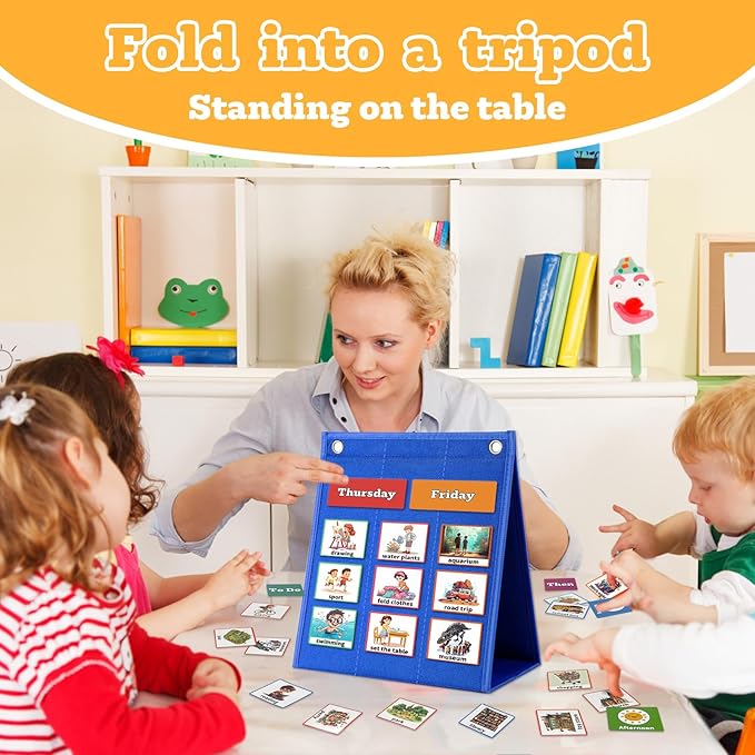 Visual Schedule for Kids Chore Chart，103 Daily Schedule Board Routine Pocket Chart Cards for Toddlers,Autism Learning Material Tool Wall Planner for Home School with 3 in 1 Cards Gift for Kids