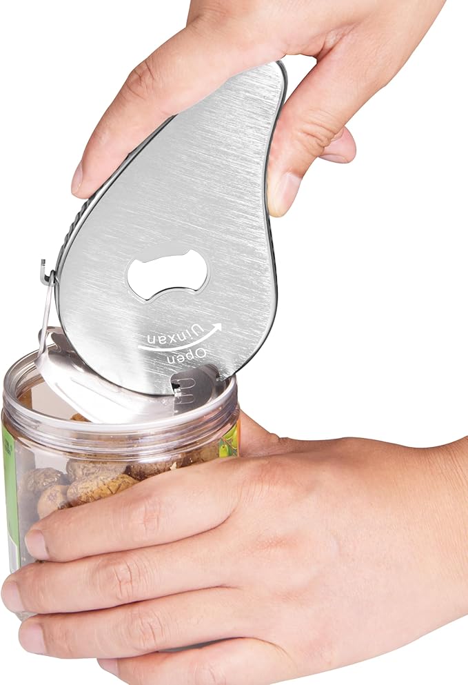 Jar Bottle Can Opener for Weak Hand & Seniors with Arthritis-Easy Twist Off Caps (0.6"-2.7") & Pull Tab Seals,Unique Kitchen Gadget,Multi,Portable Christmas Gifts for Elderly/Women/Men (Black)