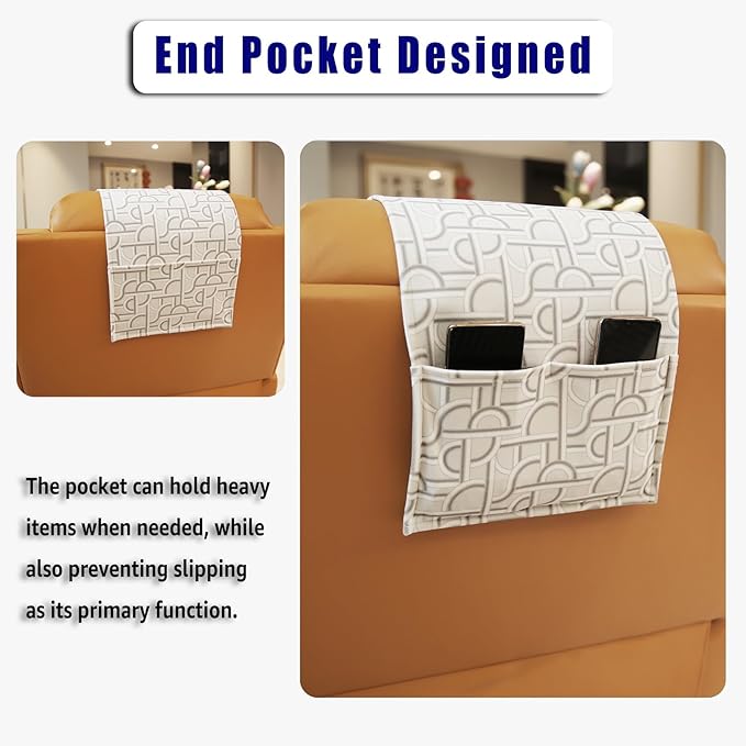 Non-Slip Head Pillow for Recliners - Neck Support Cushion with Velvet Cover for Pain Relief at Home, Office and Travel (Light Geometry)