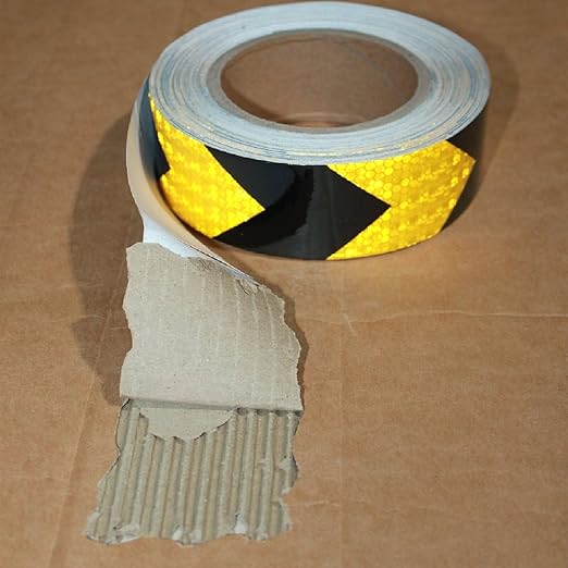 Yellow Black Reflective Tape Outdoor Waterproof 1 inch X 66 feet, High Visibility Hazard Conspicuity Safety Industrial Marking Tape