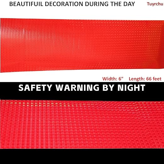 Red Reflective Tape Outdoor Waterproof 6 inch, High Visibility Hazard Conspicuity Safety Industrial Marking Tape (66 feet)