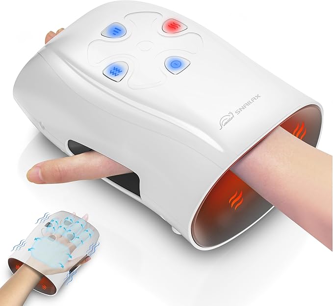 Snailax Hand Massager with Heat and Compression, for Arthritis, Carpal Tunnel and Finger Numbness, FSA Eligible, Cordless Electric Hand Massager for Palm & Wrist Circulation, Ideal Gifts for Women/Men