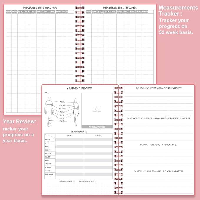 Weekly Meal Planner - A5 Weekly & Daily Meal Prep Journal with Shopping and Grocery Lists for Menu Planning, 93 Sheets/186 Pages Healthy Diet & Weight Loss Tracking, Undated, 52 Weeks, Lasts 1 Year,