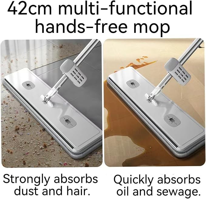 Microfiber Mop Large Flat Mops for Floor Cleaning 4 Reusable Washable mop Pads Hardwood Cleaning System Wet and Dust Mop with 61 in Long Stainless Steel Handle