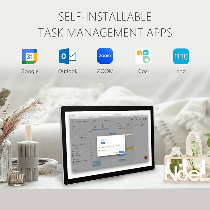 15.6 to 27 inch Touchscreen Digital Calendar & Wall Planners, Smart Whiteboard Calendar for Chore Chart & Work Schedule, Built in Speakers and Camera, Include Wall Mount & Desk Stand (18.5-inch)