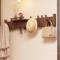Wall Mounted Piano Key Hanger | Flip Style Hook | Entrance Wall Art Hook, Made of Oak Wood (3 Times Painted, 4 Times Polished) (Fence Walnut, 12Hooks)