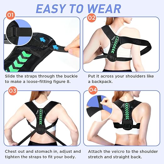 Posture Corrector for Women and Men, Adjustable Back Brace Posture Corrector for Upper & Mid Spine Support, Breathable Back Brace for Improving Neck, Shoulder and Back Posture Pain Relief