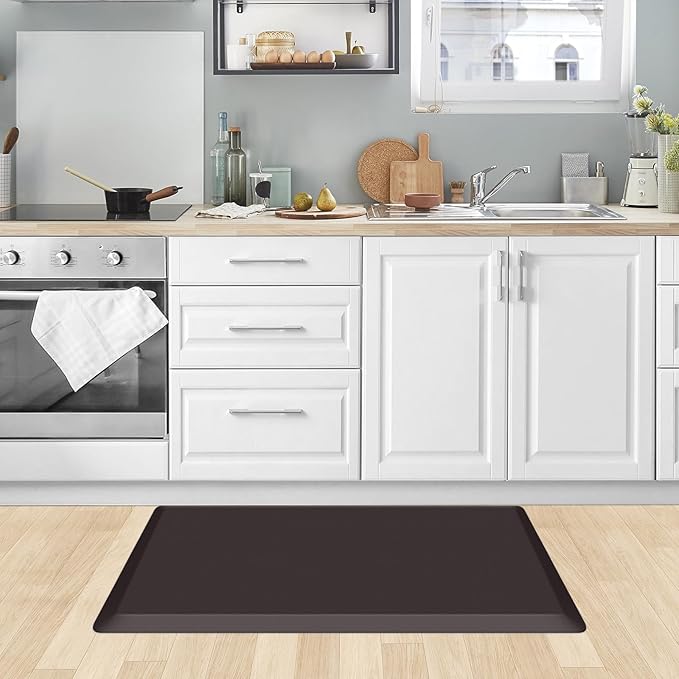 KitchenClouds Kitchen Mat Cushioned Anti Fatigue Rug 20"x32" Waterproof, Non Slip, Standing and Comfort Desk/Floor Mats for House Sink Office (Chocolate)