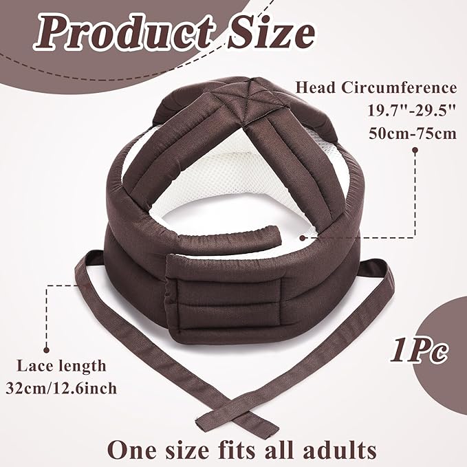 Woanger 1 Pcs Anti Fall Elder Head Safety Helmet for Adults Special Needs Thick Soft Protective Hat Adjustable Seniors Fall Prevention Head Protection Cap Elderly Helmet for Injury(Coffee)