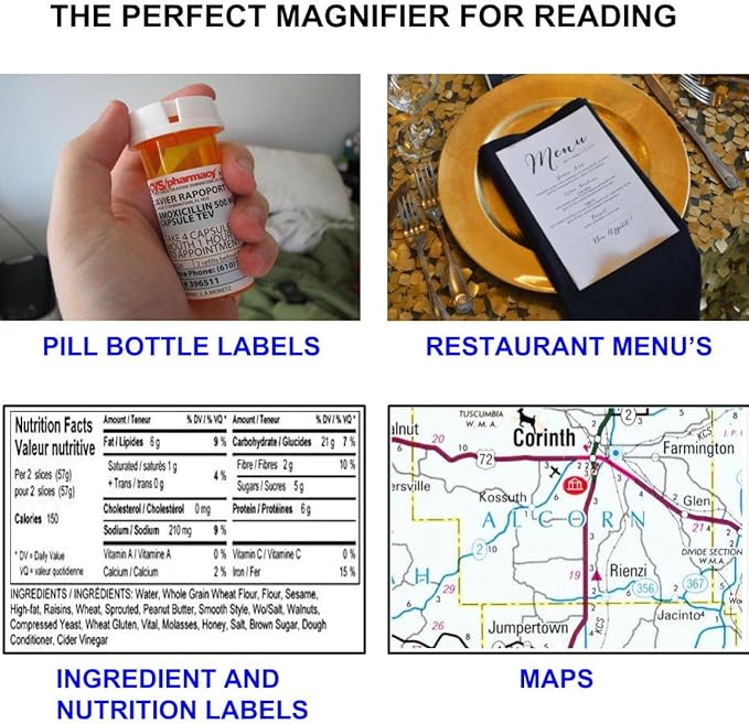 Best Pocket Magnifying Glass by iLumen8-3X Small Magnifier with Lights. Great for Seniors, Kids, Travel. Fits into Purse or Pocket Read Maps, Menu, Jewelry, Coins Hobby Stamps. Lighted Low Vision Aid