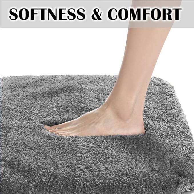 Suchtale Large Bathroom Rug Extra Soft and Absorbent Shaggy Bathroom Mat (24 x 60, Dark Grey) Machine Washable Microfiber Bath Mat for Bathroom, Non Slip Bath Mat, Bathroom Floor Mats Rubber Back