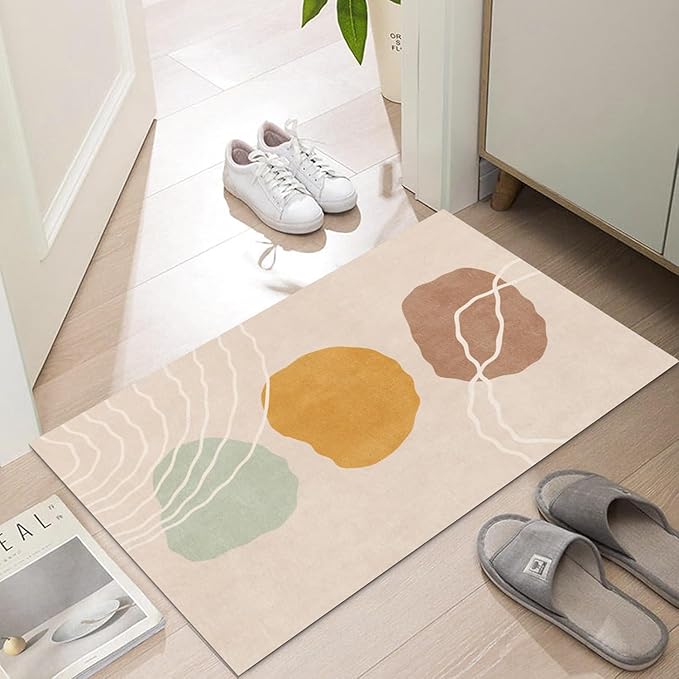 Ultra Thin Door Mat Indoor Entrance, 1/10 in Thin Door Mats for Inside Entry, Non-Slip Rubber Backing Washable Doormat, Fade Resistant, Absorbent, Low Profile Dirt Trapper, 30"X17"