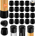 16pcs Chair Leg Protectors for Carpet, Round Chair Feet Glides Covers Caps Kitchen Table Foot Sliders with Plastic Pads Damage-Free Move on Carpets (Fit:1-1/2"~1-3/4", Black)