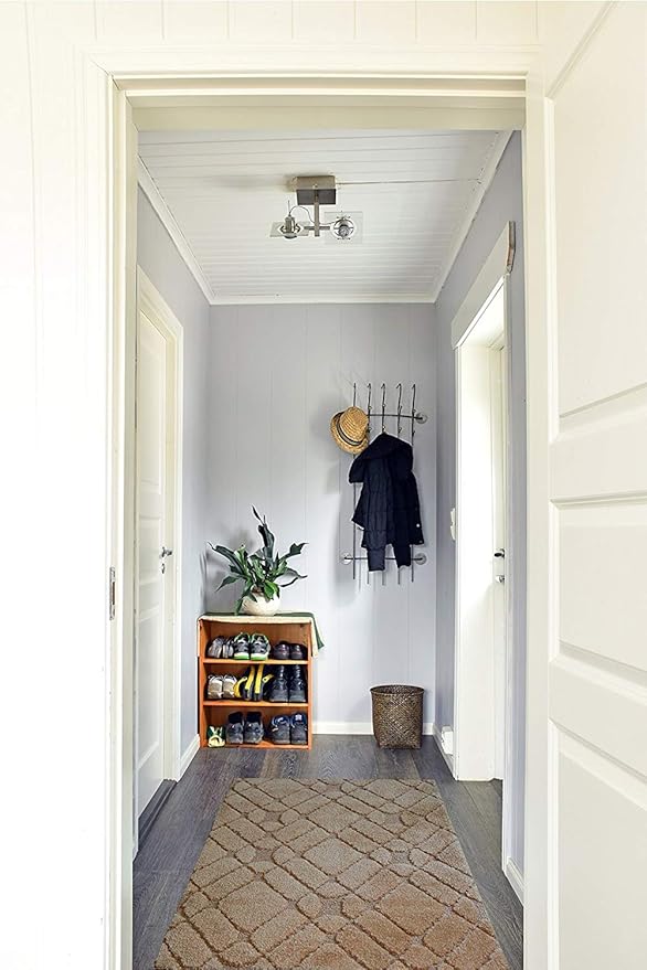 Custom Size Hallway Runner Rug Trellis Brown Color 31 inch Wide Select Your Length Non-Slip (Skid Resistance) Rubber Backing 6 feet x 31 inch (Color Options Available)