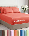 Extra Deep Cal King Sheet Set - 6 Piece Breathable & Cooling Sheets - Hotel Luxury Bed Sheets Set - Easy & Secure Fit - Soft, Wrinkle Free & Comfy Sheets Set - Coral Sheet Set with Extra Deep Pockets