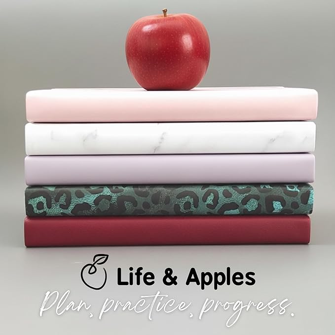 Life & Apples Wellness Planner - Food Journal and Fitness Diary with Daily Gratitude and Meal Planner for Healthy Living and Self-Care - Track Weight Loss Diet and Health Goals - Undated, Rose Gold