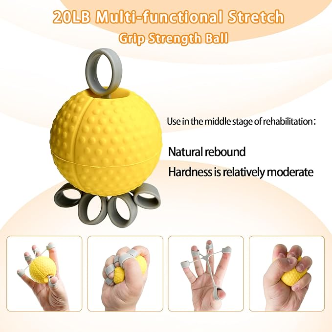 Hand Exercise Ball Squeeze Balls for Hand Therapy Finger Extension Exerciser Finger and Wrist Strengthener, Hand Grip Strengthener for Elderly, Weak Hand, Arthritis, Stroke, Carpal Tunnel