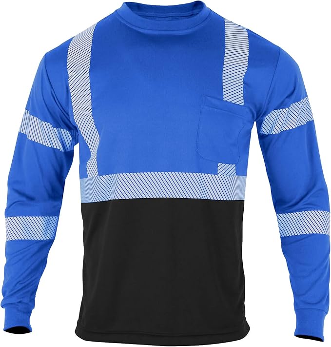 VENDACE Safety Reflective High Visibility Long Sleeve Shirts ANSI Class 3 Hi Vis Construction Work T Shirts for Men