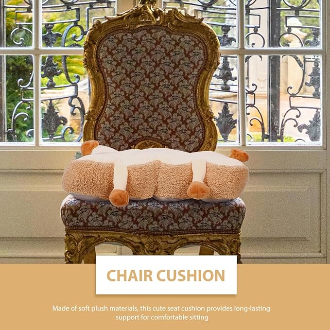 Zerodeko Cute Plush Desk Chair Cushion for Office Dining Square Seat Pad with Cartoon Wear Resistant Support for Long Sitting Comfort Multipurpose Cushion for Home Office Car Use