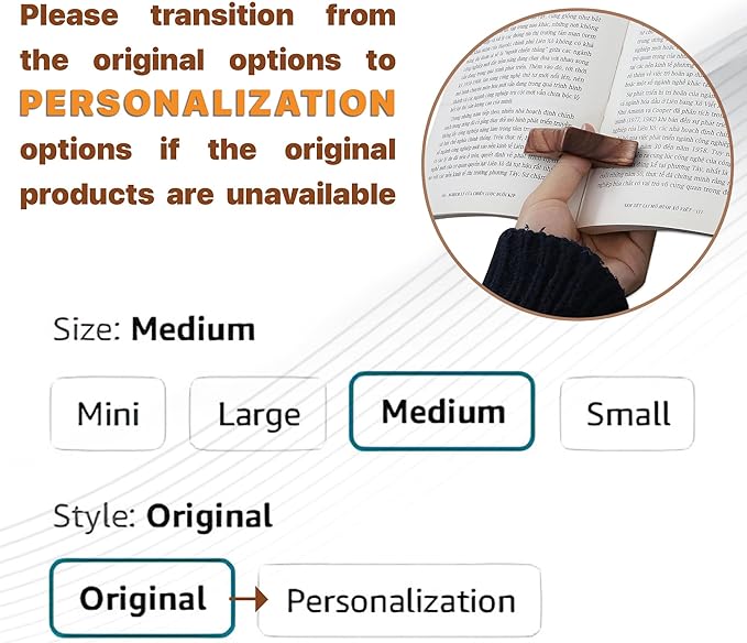 Walnut Book Page Holder, Smooth Finish Wood Book Holder for Reading, Ideal Book Reader Gifts & Reading Accessories,Book Worm Gifts for Women, Thumb Book Page Holder (Mini), Brown