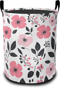 Laundry Basket, Pink Flowers Oxford Cloth Laundry Hamper With Handle Foldable Portable Clothes Storage Basket Storage Bag For Laundry Room/Bathroom/Bedroom/Dormitories
