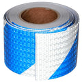 Reflective Tape Blue and White 4 inch X 66 feet, Outdoor Waterproof Hazard Conspicuity Warning Industrial Marking Tape