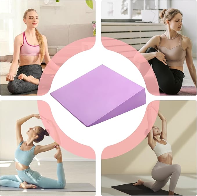 Yoga Foam Wedge - Calf Stretcher Board | Slant Workout Wedge | Foot Stretching Blocks For Balance, Strength, Pilates, Squat Exercises, Fitness Training, Home Gym, Physical | EVA