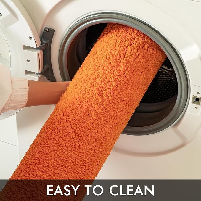 MIULEE Orange Bathroom Rugs Non Slip Bath Mat 24'' x 44'' Shaggy Soft Bath Rug Plush Microfiber Absorbent Water for Shower Tub Machine Washable