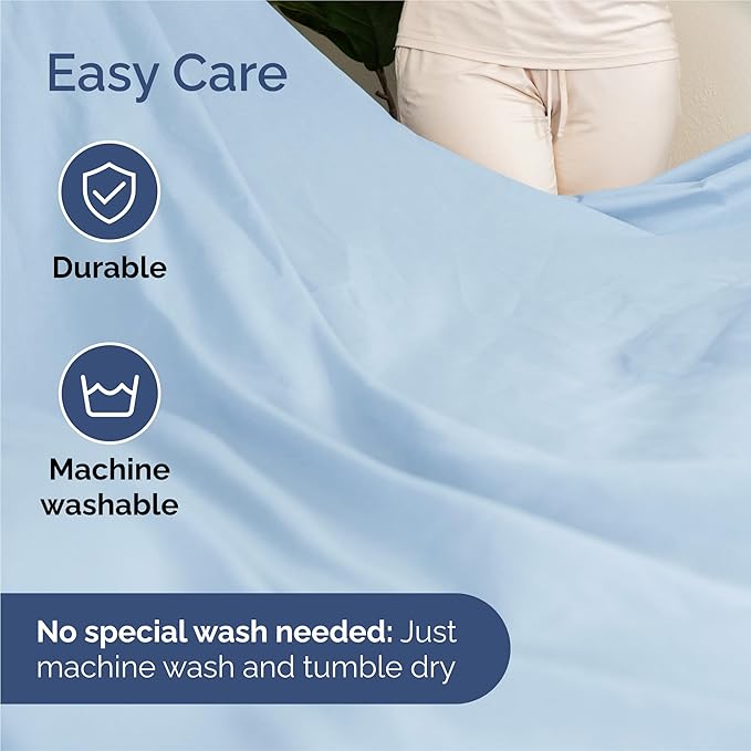Split King 7 Piece Sheet Set - Cooling & Breathable Bed Sheets - Hotel Luxury Bed Sheets for Women, Men, Kids & Teens - Deep Pockets - Easy Fit - Soft and Wrinkle Free - Split King Light Blue Sheets