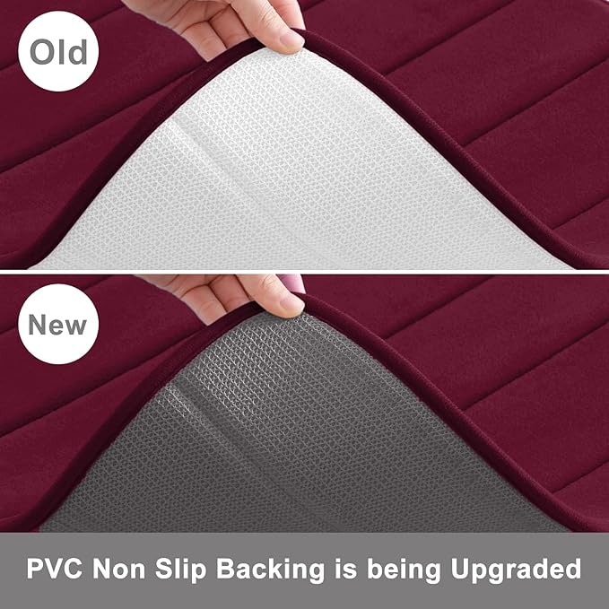 Buganda Memory Foam Bath Mat, 47" x 32", Ultra Soft and Non-Slip Bathroom Rugs, Water Absorbent and Machine Washable Bath Rug Runner for Bathroom, Shower, and Tub, Burgundy