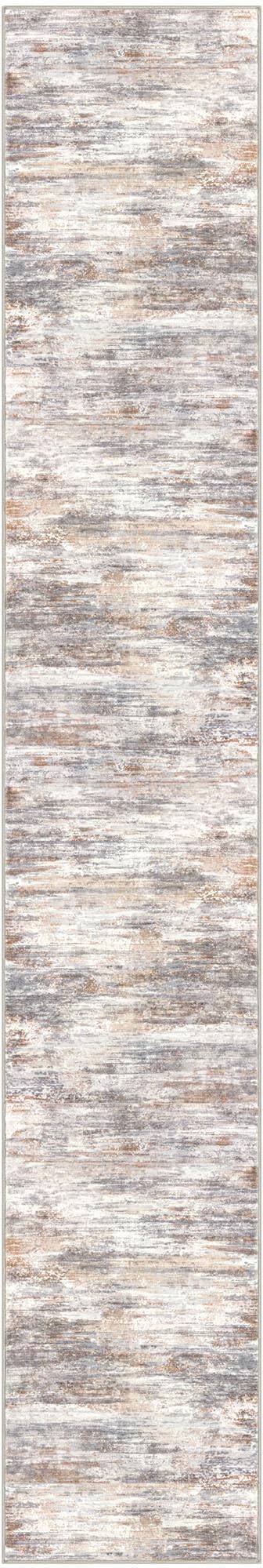KOZYFLY Modern Abstract Runners for Hallways 2x12 Washable Rug Runner Non-Slip Soft Striped Kitchen Runner Rug, Multi Grey Print Carpet Runner for Entryway Bathroom Laundry Room Foyer